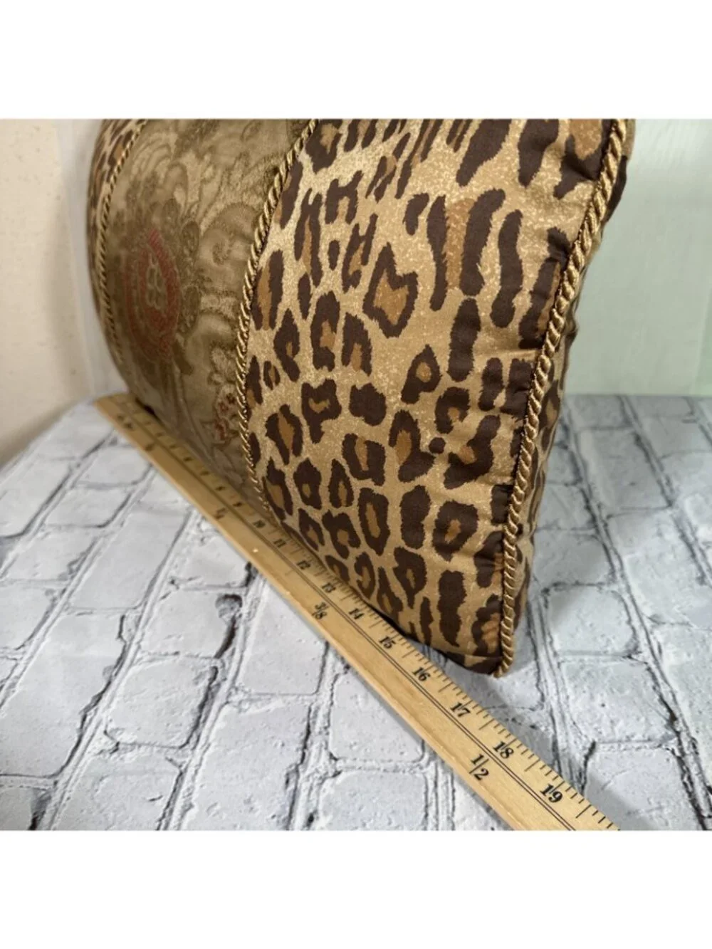 90s Ralph Lauren Aragon Leopard Print & Equestrian Paisley Venetian Throw Pillow